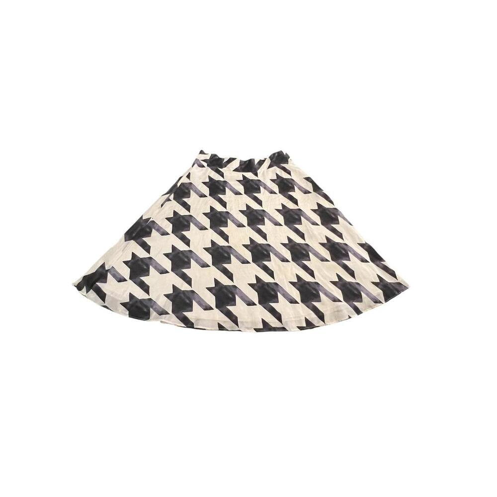 Vintage Liz Claiborne Cotton-Silk Houndstooth Skirt|Light Academia,Y2K | Size 8